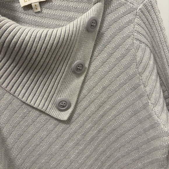 Laura Light Gray Ribbed Cowl Neck Sweater - Picture 2 of 8